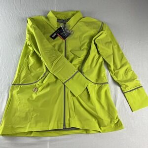 Swingdish‎ Jacket Womens XL Neon Green Carvico Fabric Rhinestone Golf Activewear